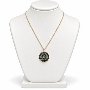 Pilgrim Danish Design Swarovski Crystal Pendant Necklace Multicolor Gold Tone
